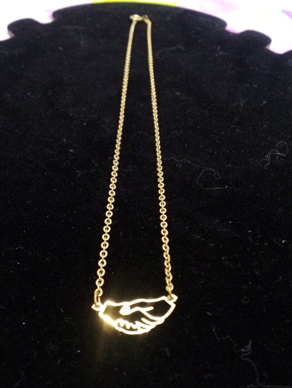 Gold Handshake Pendant Necklace - Women's Jewelry